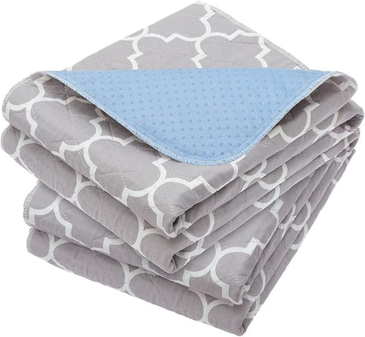 OUTCREATOR® Washable Bed Pads 34" x 36" (Pack of 2), Incontinence Mattress Protector, Anti-Slip Waterproof Underpads for Adults Kids Elderly Pets, Absorbency & Reusable Bedwetting Pads (Gray)