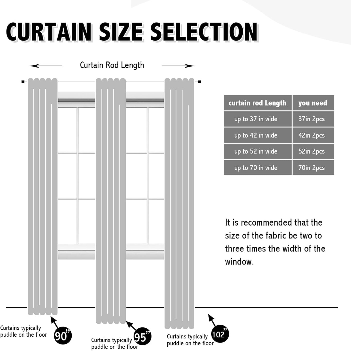Anytime 100% Blackout Curtain Set, Thermal Insulated & Energy Efficiency Window Draperies for Guest Room, Full Shading Panels for Shift Worker and Light Sleepers（Greyish White, 2 Panels, 52W x 102L）