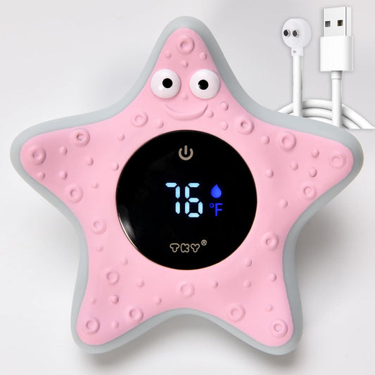 TKY Baby Bath Thermometer with Floating Toys - Digital Water & Room Temperature Monitor, Rechargeable Thermometer with Alerts for Newborn Bath Essentials, Infant Safety