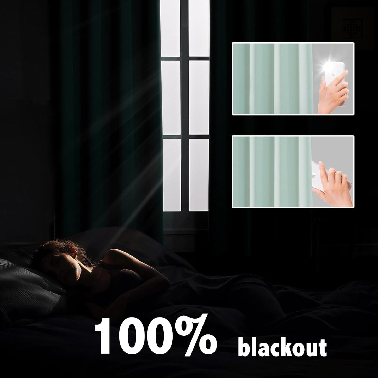 Anytime 100% Blackout Curtain Set, Thermal Insulated & Energy Efficiency Window Draperies for Guest Room, Full Shading Panels for Shift Worker and Light Sleepers（Light Blue, 2 Panels, 70W x 108L）