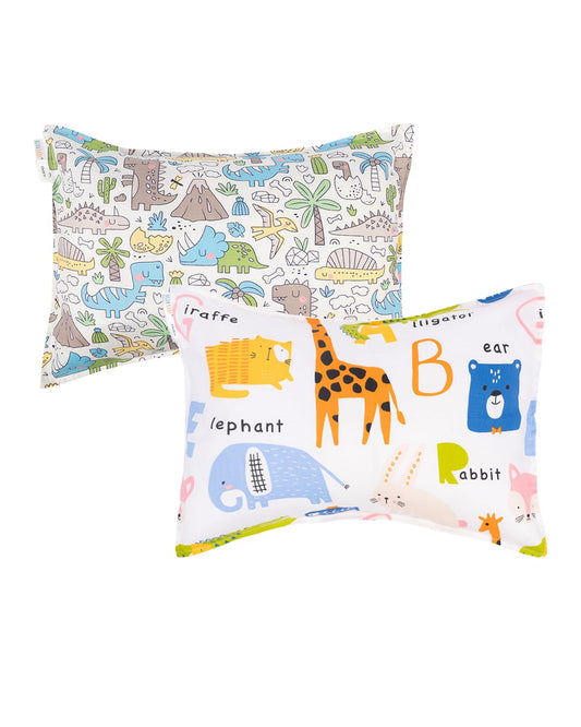 ALVABABY Toddler Pillowcases 2 Pack Organic Cotton Kids Pillow Cover Fit 13"x 18" or 12"x18" Envelope for Girl Boy Sleepy Travel