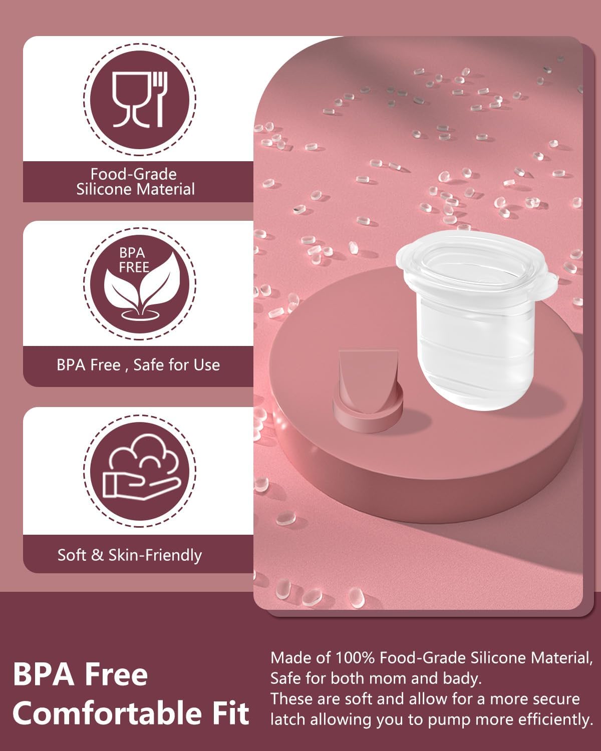 8PC M6 Breast Pump Replacement Accessories, Including 6pcs Duckbill Valve and 2pcs Diaphragms for Momcozy Mobile Style | M6, Replace for Momcozy Pump Parts, Not Original Parts, 8PC Red