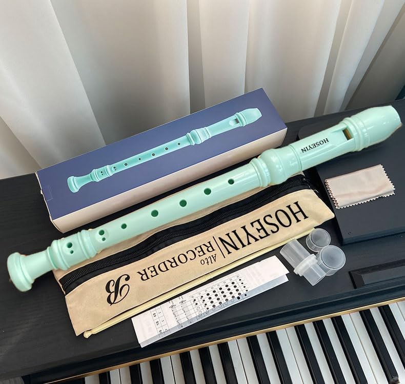 Alto Recorder Baroque style German style F Key 8 Holes Soprano Recorder for Beginners Kids students (Light green)