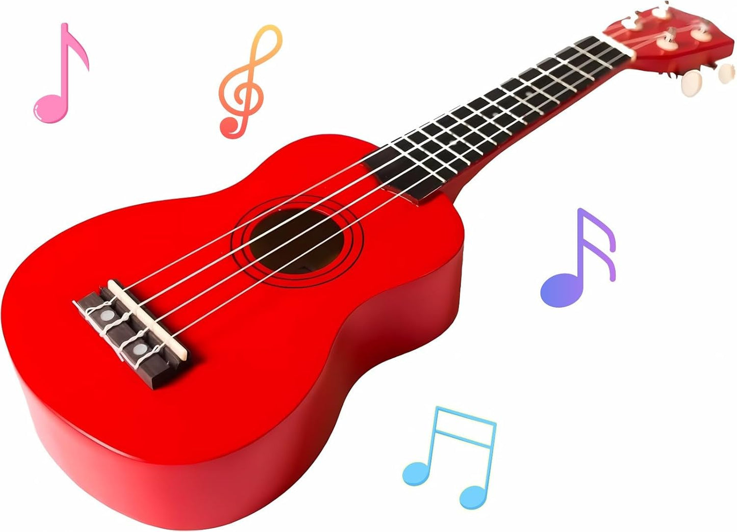 Kids Child Children Wooden Acoustic Guitar Ukulele 21 Inch 4 String Musical Instruments Perfect For Beginner (Red)