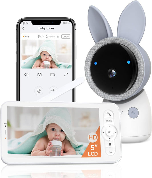 ARENTI Upgraded Baby Monitor, 4MP 2.4G&5G WiFi Baby Camera Monitor, Infrared Night Vision, Night Light, 2-Way Audio, Cry&Motion Detection, Temp&Humidity Sensor, App Control