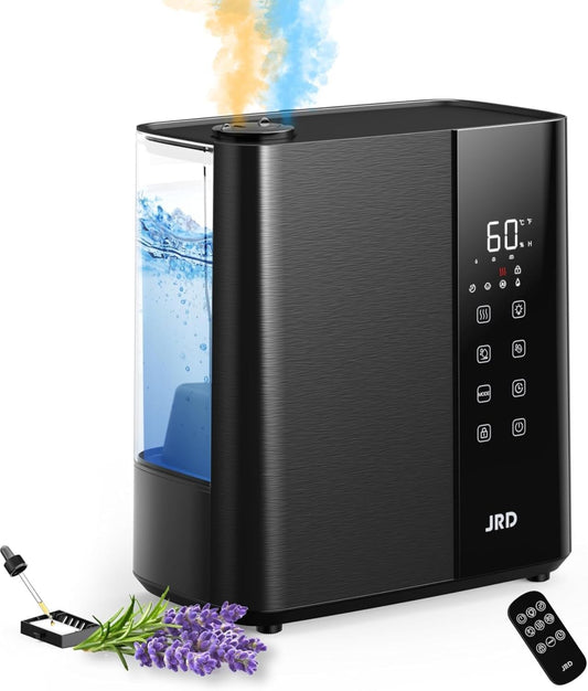 JRD Smart Humidifiers for Bedroom, 5L Warm & Cool Mist Ultrasonic Air Humidifier for Large Room Home Indoor, 50Hrs Quiet Runtime for Baby, Plants, Remote Control, Auto Humidity Sensor, 12H Timer