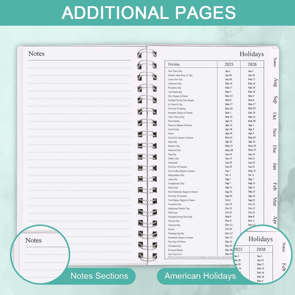 2025-2026 Pocket Planner, A6 Weekly Planner with Monthly Tabs, Run Jul 2025-Jun 2026, Elastic Closure, Twin-Wire Binding, Easy to Organize Your Daily Life, 3.75 x 6.75 In, Pocket Planners 2025 2026