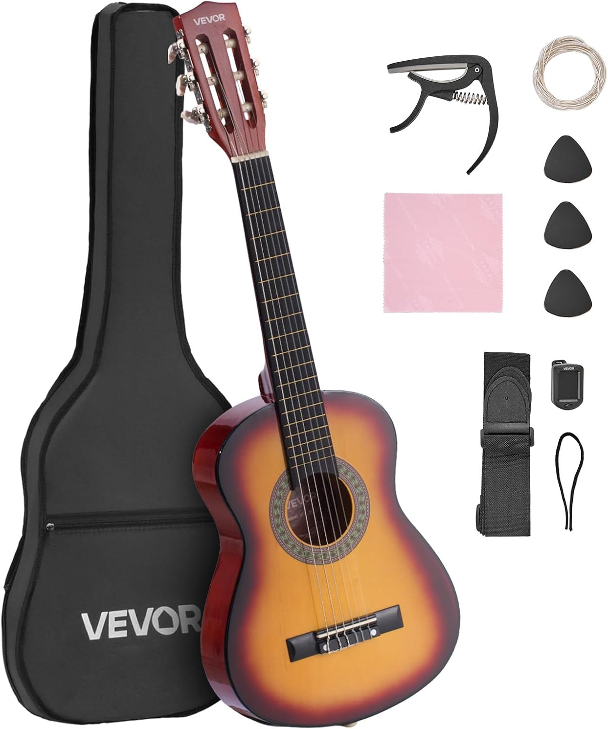 VEVOR Acoustic Guitar, Classical Guitar Starter Kit for Beginners, with Nylon Strings, Basswood Guitar, for Kids Adults Girls Boys Students