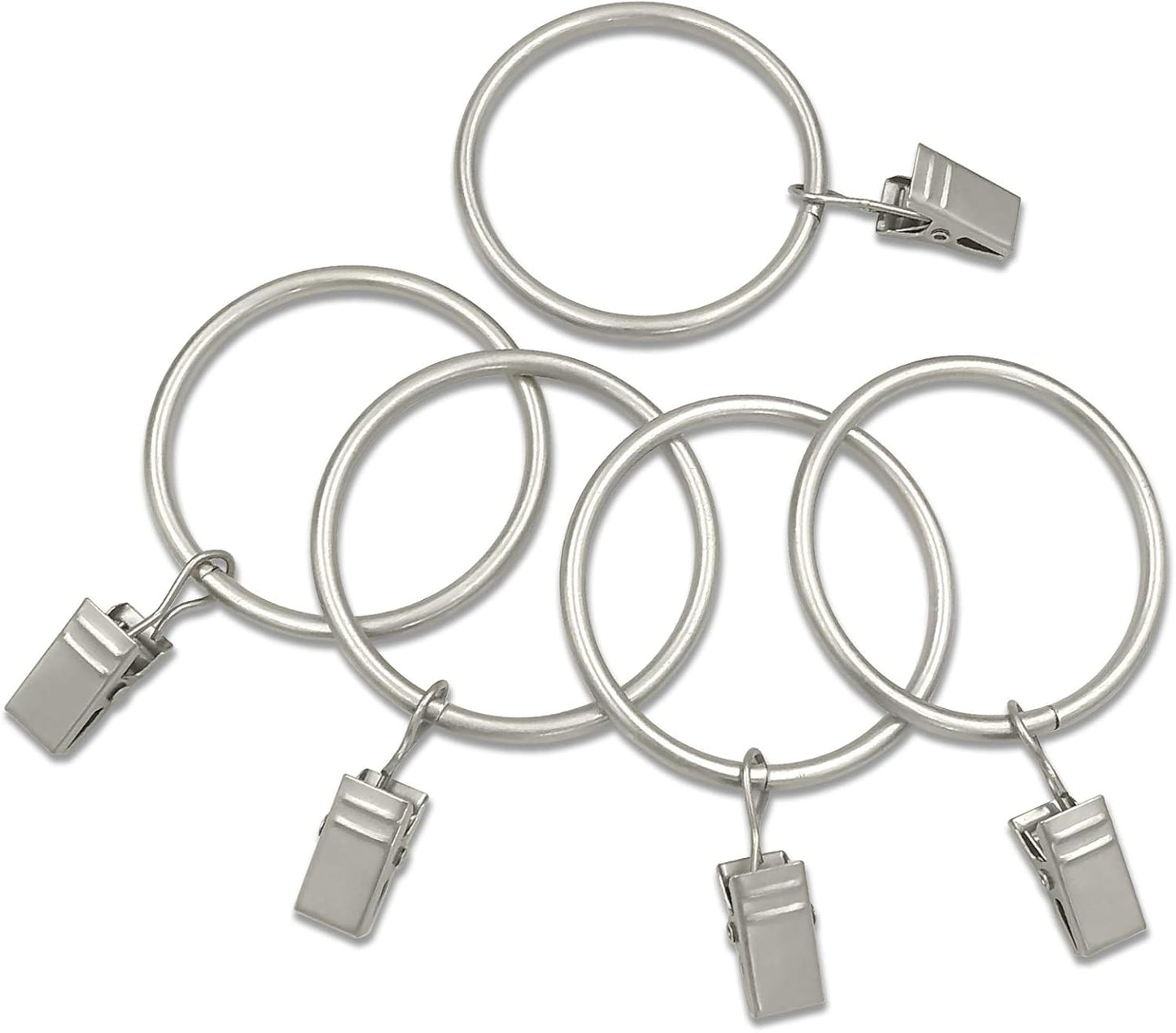 40 Pack Matte Silver Curtain Rings with Clips, Curtain Hooks Hangers Clip Rings for Hanging Drapes Bows Hat, Drapery Rings 1.77 in I D, Fits up to 1.5 in Diameter Curtain Rod.