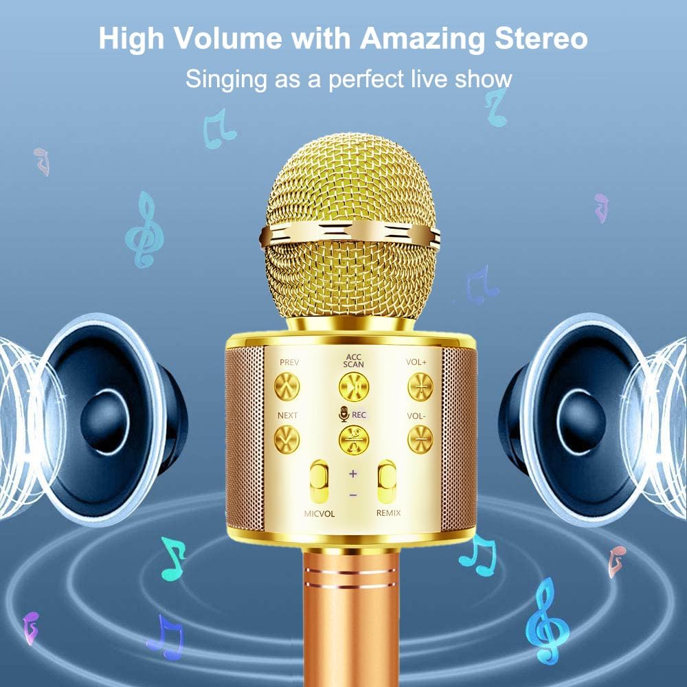 Microphone for Kids Voice Changer Karaoke Microphones Boy Girl Gifts Age 3-12 Portable Child Microphone Karaoke Kid Wireless Bluetooth Microphones Birthday