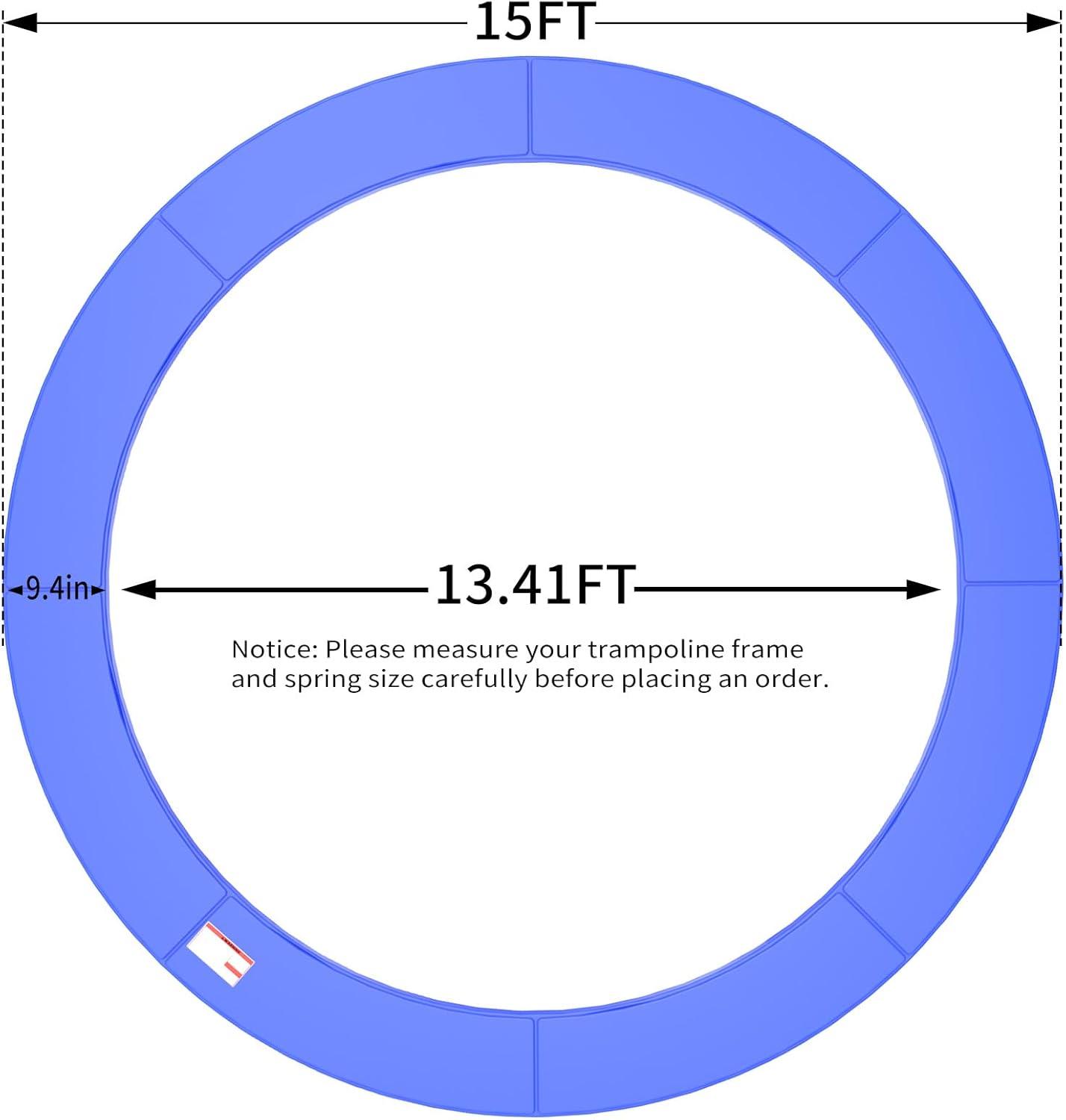 16FT/15FT/14FT/12FT/10FT Trampoline Safety Pad Replacement, Round Trampoline Spring Protection Cover, Fits 16FT/15FT/14FT/12FT/10FT Frames, Water-Resistant Trampoline Accessories