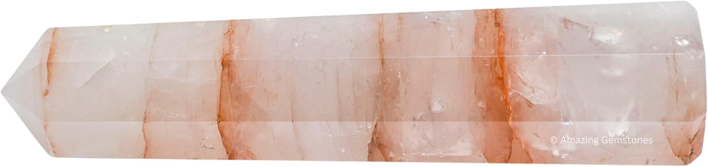 Amazing Gemstone Red Hematoid Quartz Crystal Towers - Natural Healing Crystal Point Obelisk for Reiki Healing and Crystal Grid (3 Inch)