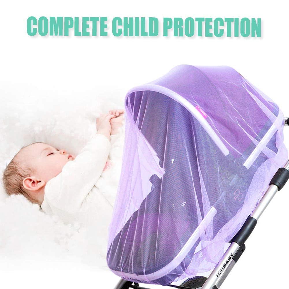 Durable Baby Mosquito Net (2 Pack) - Perfect Bug Net for Strollers, Bassinets, Cradles, Playards, Pack N Plays and Portable Mini Crib (Purple)