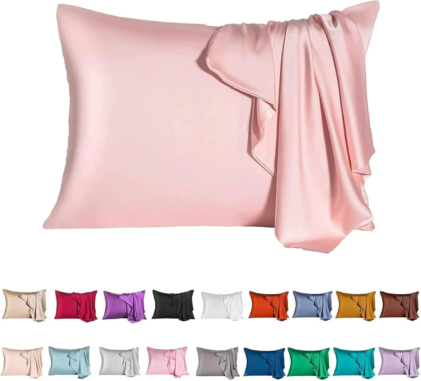 Mulberry Silk Pillowcase for Hair and Skin,Standard Size Cooling Silk Pillow Case with Hidden Zipper,Allergen Proof Dual Sides Soft Breathable Smooth Silk Pillow Cover for Women(Standard,Beige)