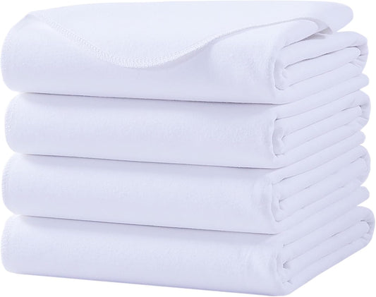 Washable Underpads, 34" x 52" (Pack of 4) Extra Heavy Absorbency ,100% Waterproof Mattress Protector,Flannel Cotton Underpads for Kids, Adults,Pets,Bed, Couch, Sofa, Floor,Home