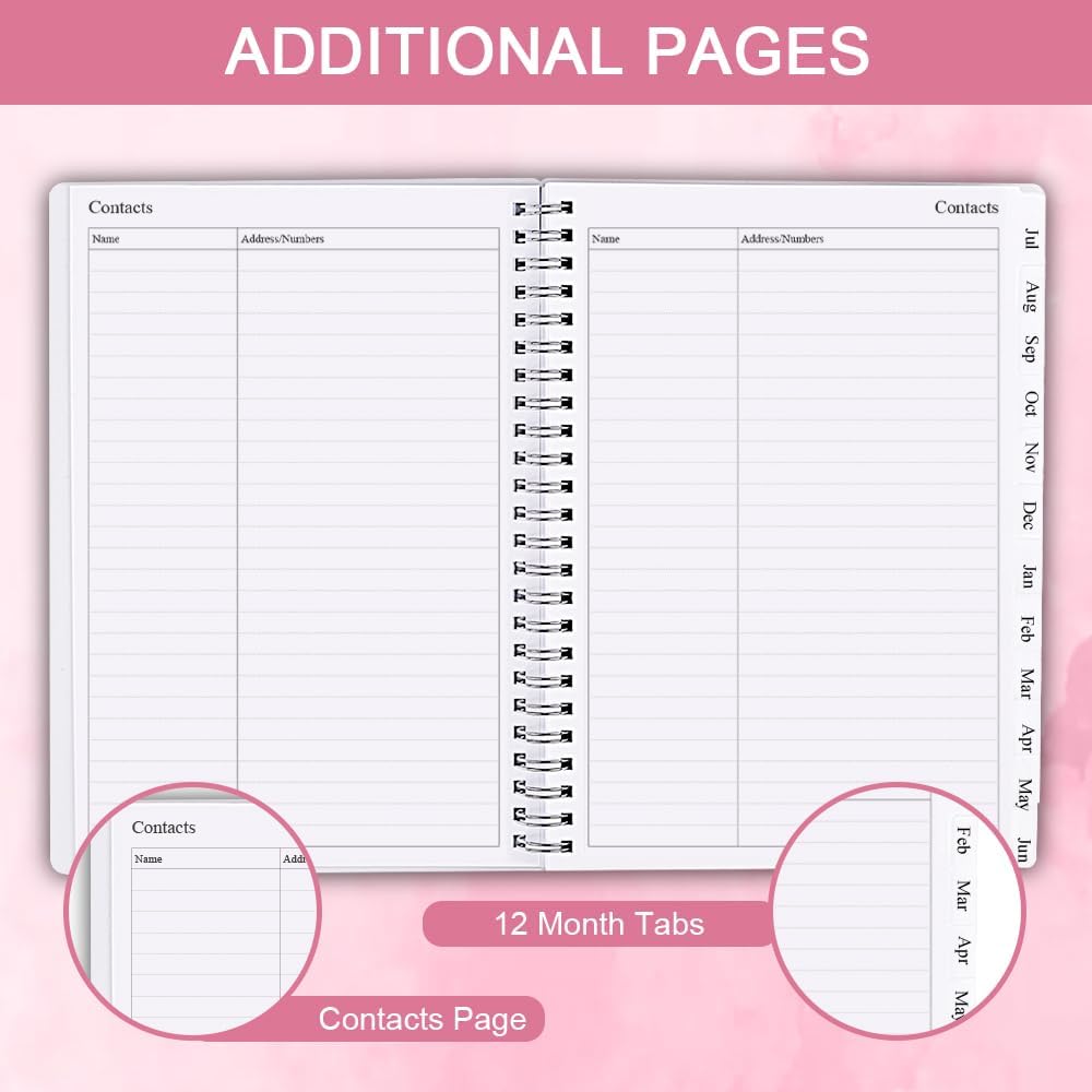 2025-2026 Planner - Weekly & Monthly Planner Runs Jul 2025 to Jun 2026, 6.25" x 8.25", 12 Monthly Tabs, 14 Notes Page, Plastic Pocket, Flexible Cover with Twin-Wire Binding, Planners 2025-2026