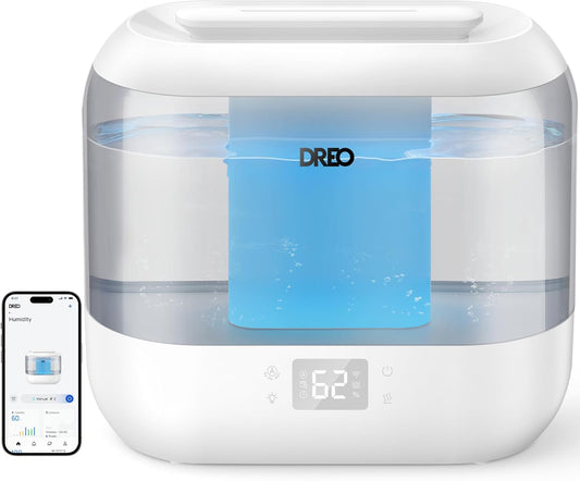 Dreo Smart Humidifiers for Bedroom, Top Fill 4L Cool Mist Humidifier with Nightlight, 36H Runtime, Touch/APP/Voice Control, Quiet Ultrasonic Humidifiers for Large Room, Home, Baby, Plants, Office