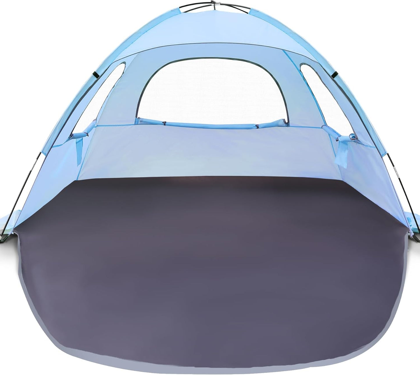 WhiteFang Beach Tent Anti-UV Portable Sun Shade Shelter for 3/4/6/8 Person, Extendable Floor with 3 Ventilating Mesh Windows Plus Carrying Bag, Stakes and Guy Lines