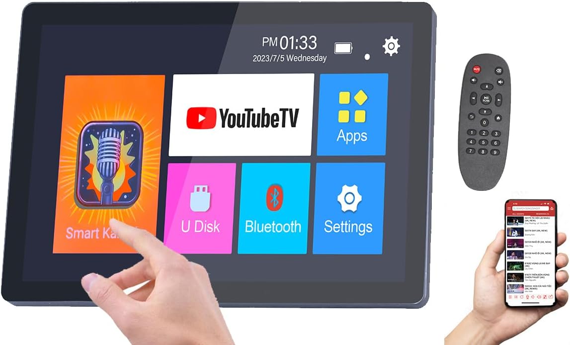 2500W Complete Karaoke System – 50,000 Preloaded Songs + Unlimited YouTube | Select Songs via App on Phone/Tablet | Wireless Mics, Digital Mixer & Class D Amp