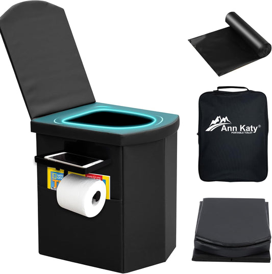 Upgrade XL Portable Toilet for Adults, Extra Large Portable Travel Floding Toilet, Camping Tall Toilets with Lid for Adults and Kids Compact Potty for Car,Hiking,Beach and Camping
