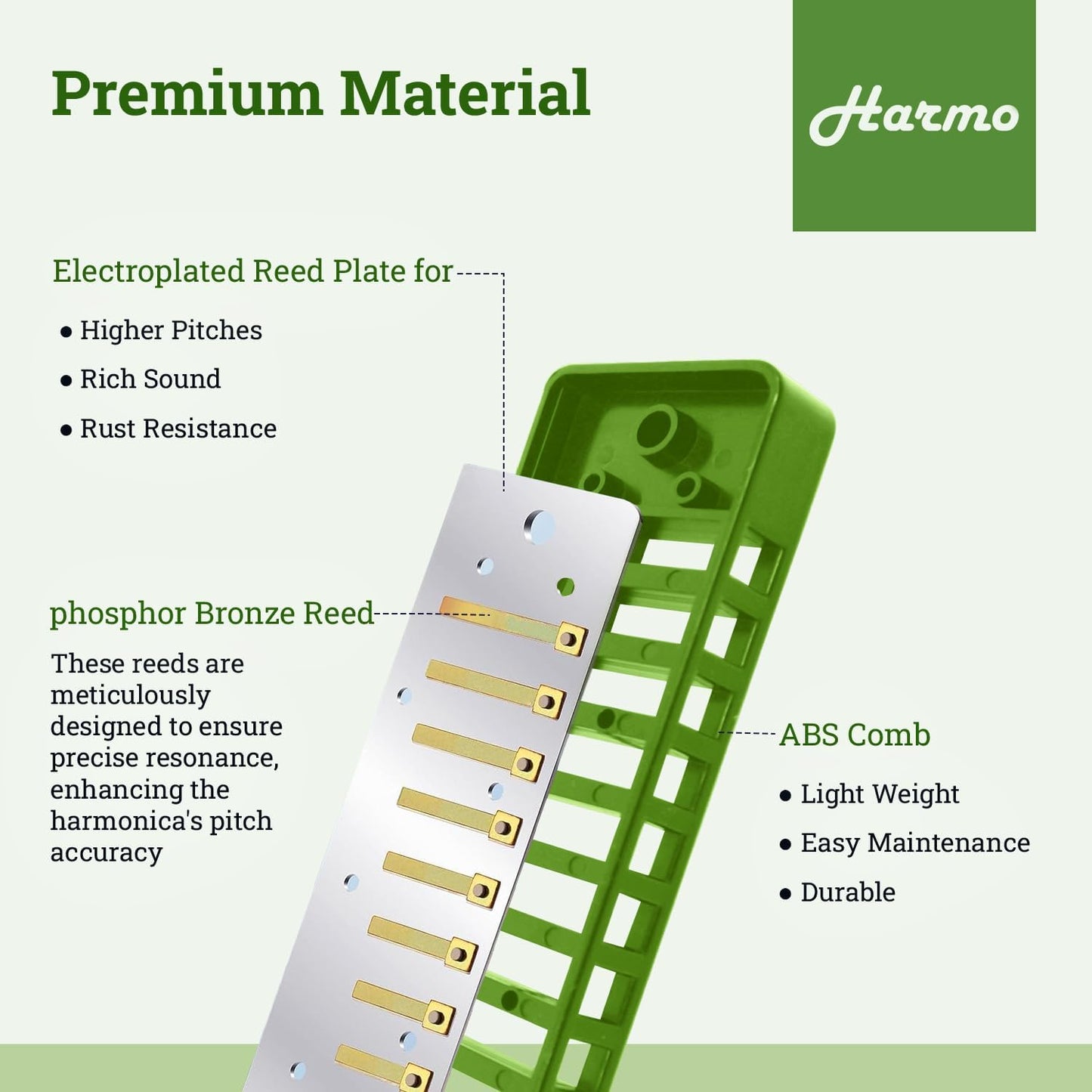 Polar Diatonic Melody Tuned Harmo Harmonica Key of G - Special Tuning for Easy Melodies in Cross Harp, 2 Octaves Without Bends, Loud & Responsive with Smooth Edges - USA-Checked
