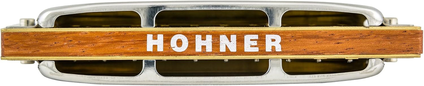 Hohner Harmonica 532 Blues Harp MS - Key of D Bundle with Case, Pouch, Harmonica Beginner Online Manual, and Austin Bazaar Polishing Cloth