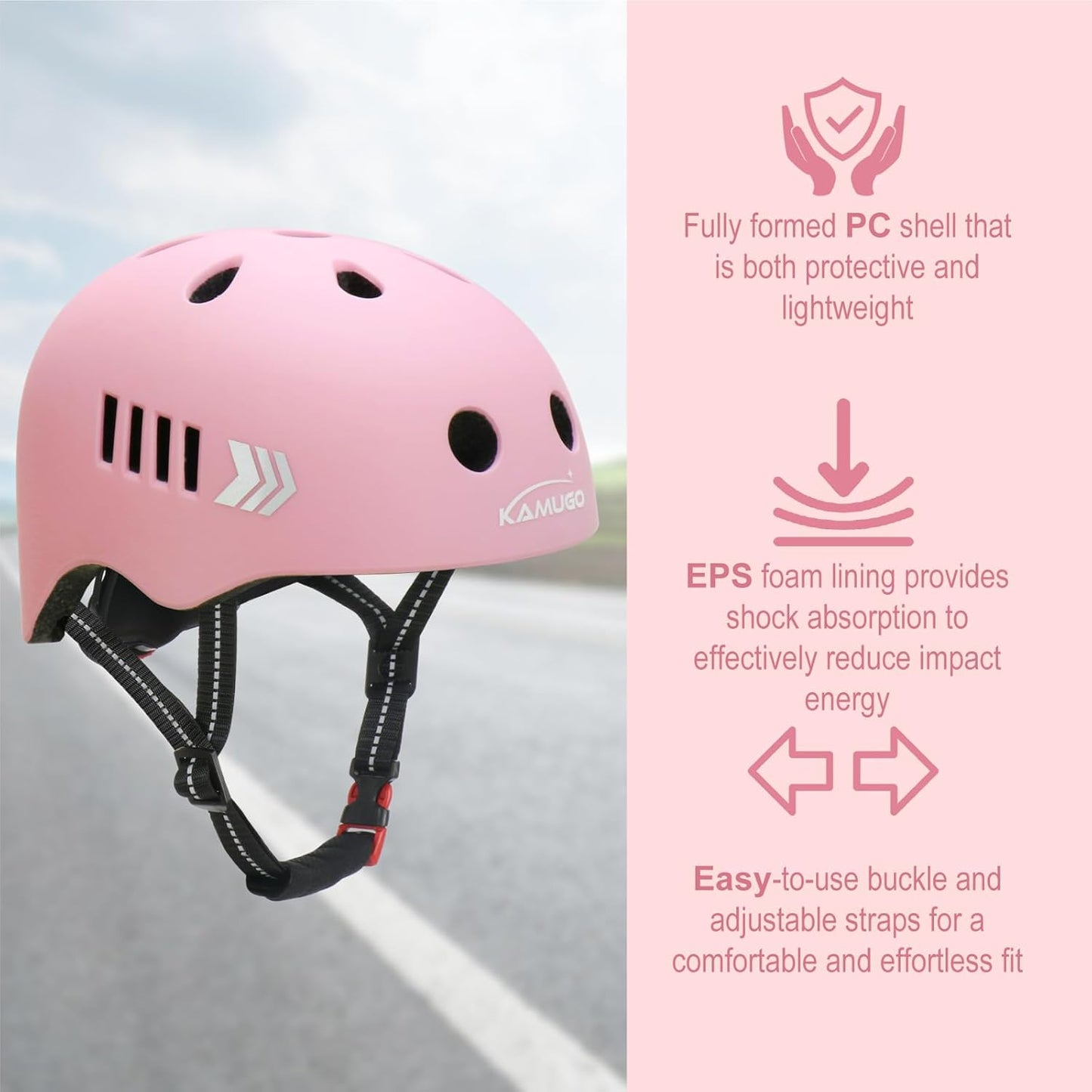 KAMUGO Kids Bike Helmet Set, Toddler Helmet for Ages 2-8 Boys Girls with Sports Protective Gear Set Knee Elbow Wrist Pads for Skateboard Cycling Scooter Rollerblading