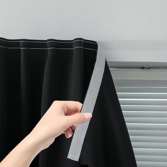 Adhesive Blackout Curtains- Self Stick Shades Window Blinds Curtains No Rod Needed Easy to Hang Curtains, Use for Bedroom, Living Room, Dining Room, Kitchen, Home Office, 59"W X 84"L, Black, 1 Panel