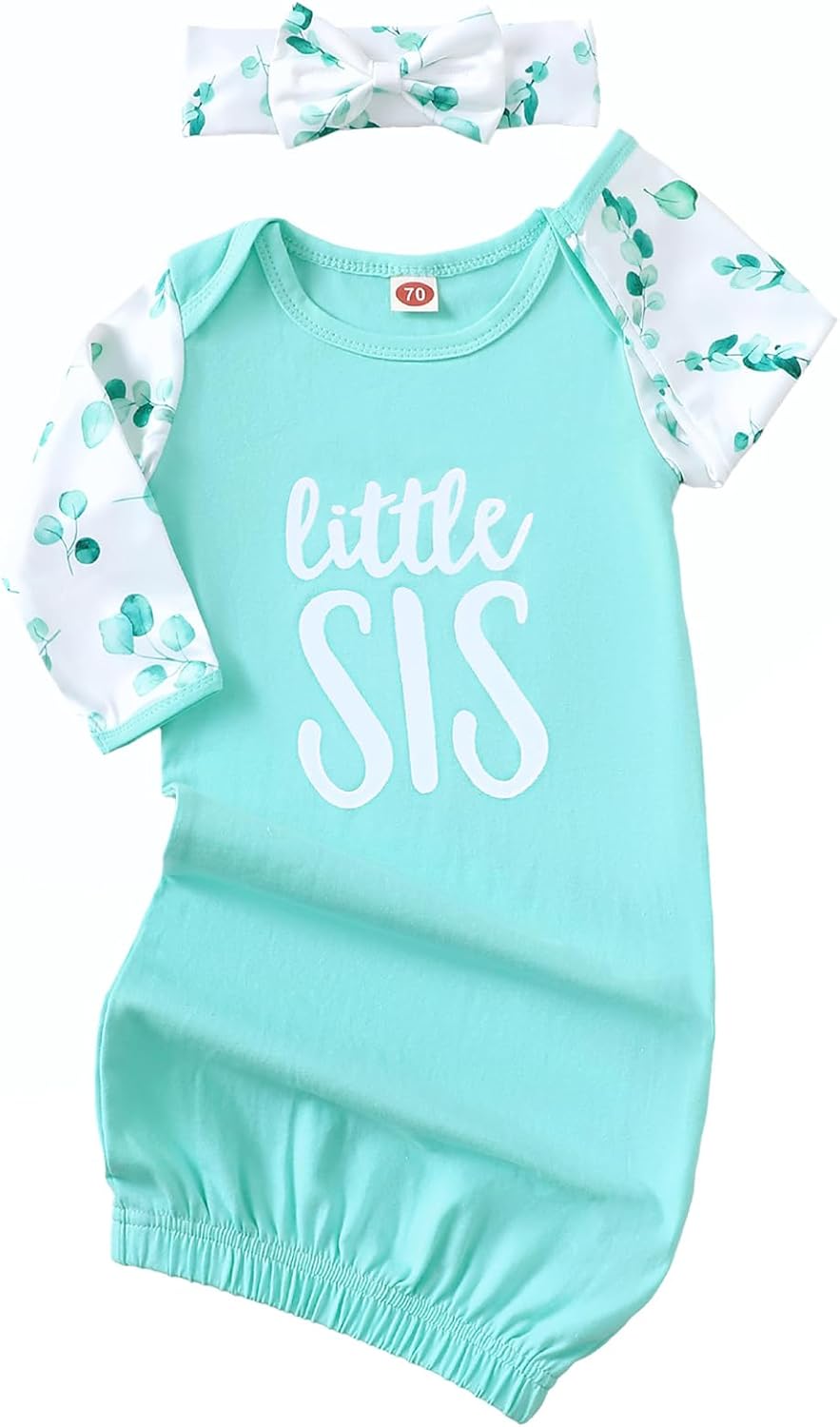 AMAWMW Newborn Baby Girl Little Sister Sleeper Gown Stripe Long Sleeve Nightgown Pajamas Gifts Stuff Essential Outfit