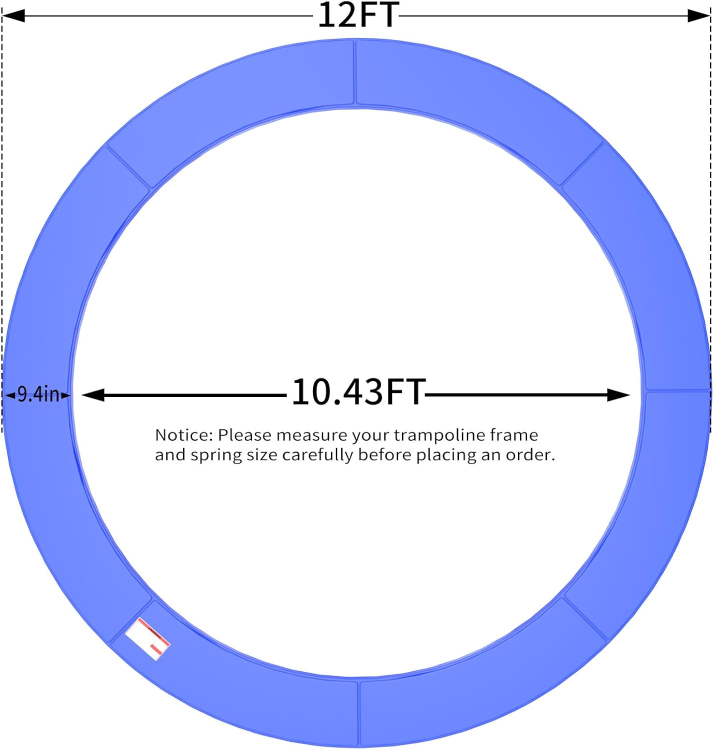 16FT/15FT/14FT/12FT/10FT Trampoline Safety Pad Replacement, Round Trampoline Spring Protection Cover, Fits 16FT/15FT/14FT/12FT/10FT Frames, Water-Resistant Trampoline Accessories