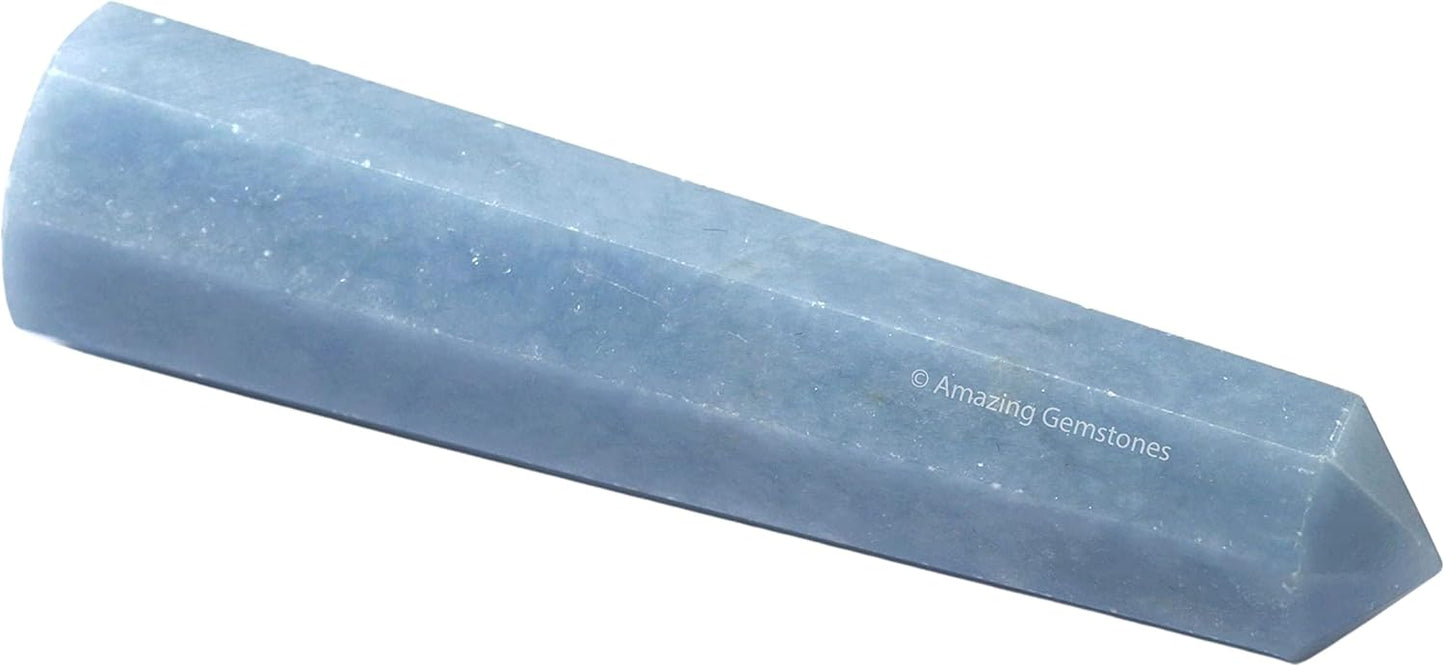 Amazing Gemstone Angelite Crystal Towers ~ Natural Healing Crystal Point Obelisk for Reiki Healing and Crystal Grid (3- Inch)