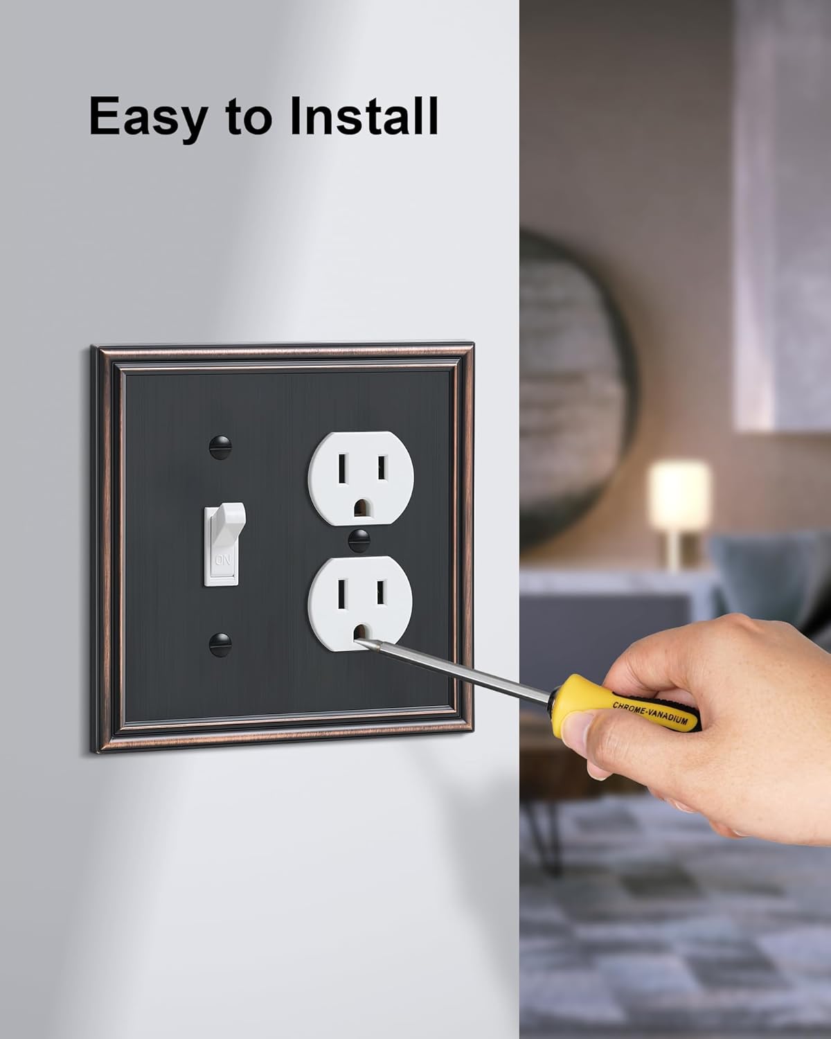 2-Pack Combo Toggle/Duplex Light Switch Cover Plate, Aged Bronze Wall Outlet Cover Plate, Decorative Wall Receptacle Cover for Electrical Outlets, Light Switch, Durable Solid Zinc Alloy