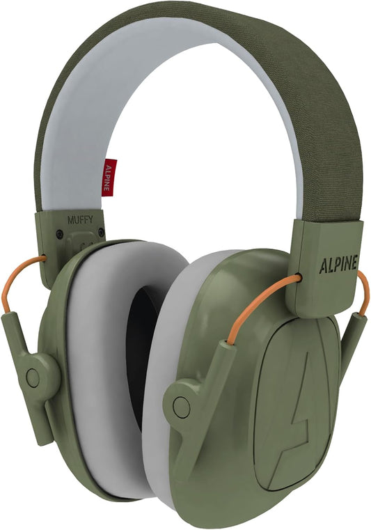 Alpine Muffy Kids - Hearing Protection - CE & ANSI Certified - Adjustable for Ages 3-16 years - Noise Cancelling Headphones - 25dB Sound Reduction Ideal for Protection and Concentration Aid – Green