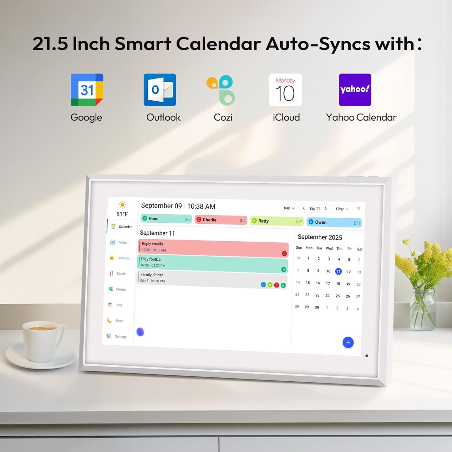 BOCT 21.5'' Digital Calendar Wall - 32GB Memory Touch Screen Chore Chart Smart Calendar,Digital Planner,Auto-Sync,APP Control,Interactive Family Schedules, Gift for Mother