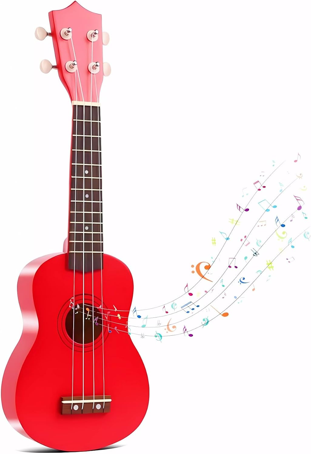 21 Inch Wooden Kids Toddler Child Children Acoustic Guitar Musical Instruments Ideal for 3-9 Year Old Boys Girls Gifts (Red)