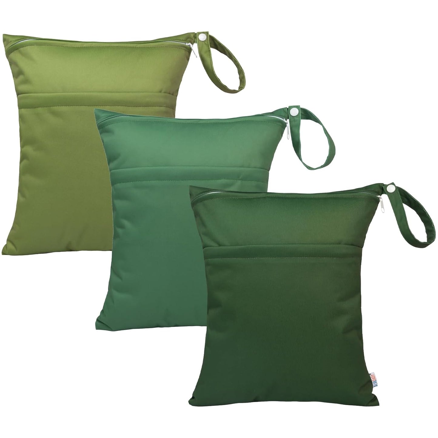 ALVABABY 3pcs Baby Cloth Diaper Wet/Dry Bags|Waterproof Reusable with Two Pockets|Travel, Beach, Pool, Daycare, Soiled Baby Items,Yoga,Gym Bag for Swimsuits or Wet Clothes 3L-ZM09