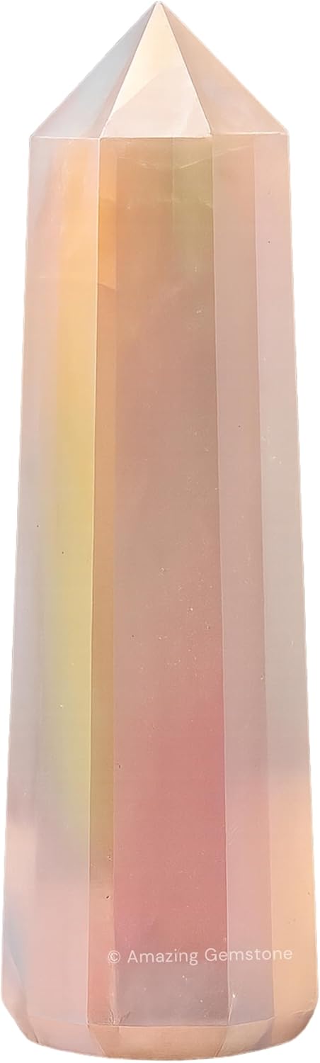 Amazing Gemstone Angel Aura Rose Quartz Crystal Towers ~ Natural Healing Crystal Point Obelisk for Reiki Healing and Crystal Grid (2" to 3" Inch)