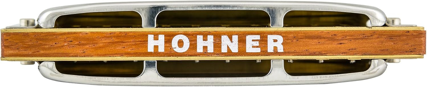 Hohner Harmonica 532 Blues Harp MS - Key of E Bundle with Case, Pouch, Harmonica Beginner Online Manual, and Austin Bazaar Polishing Cloth