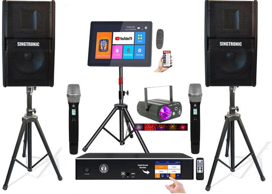 2500W Complete Karaoke System – 50,000 Preloaded Songs + Unlimited YouTube | Select Songs via App on Phone/Tablet | Wireless Mics, Digital Mixer & Class D Amp