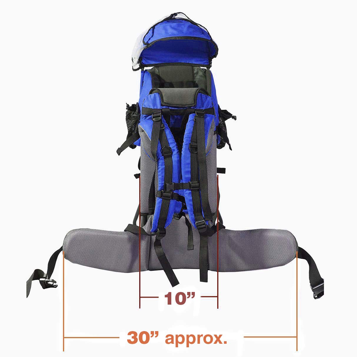 ClevrPlus Cross Country Baby Backpack Carrier, Blue, Toddler Hiking Backpack with Comfortable Seat, Adjustable Straps & Belt, Foldable Frame Lightweight Large Capacity Child Carrier for Outdoor