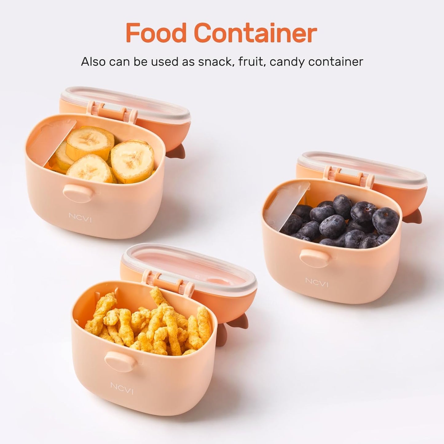 NCVI Baby Formula Dispenser On The Go, Formula Container To Go, Formula Holder for Travel, Outdoor Picnic with Baby Infant, Portable Container for Milk Powder, Snacks, Candy, Fruits (Brown Deer)