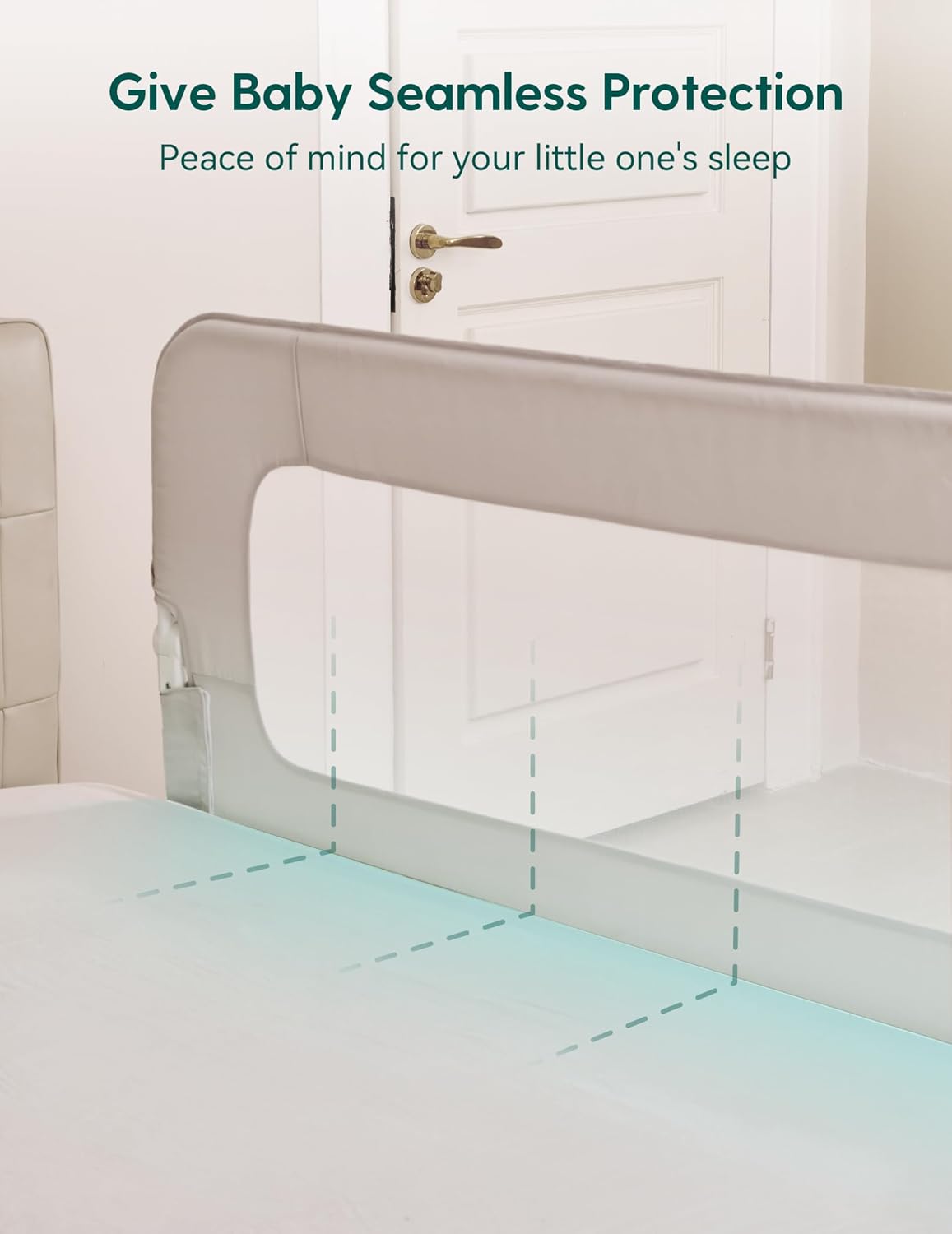 BABELIO Bed Rail for Toddlers, 59" Wide Swing Down & Adjustable Height Toddler Bed Rails for Kids/Elderly/Adults, Baby Side Railing for Twin/Full/Queen/King Size