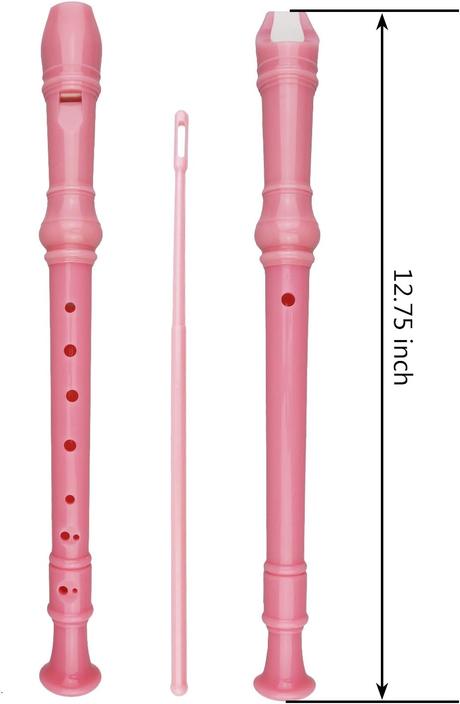 6 Pack German Style 8 Hole-3 Piece Descant Soprano Recorders with Cleaning Rod, Black Storage Bag, ABS Material (6 Colors)