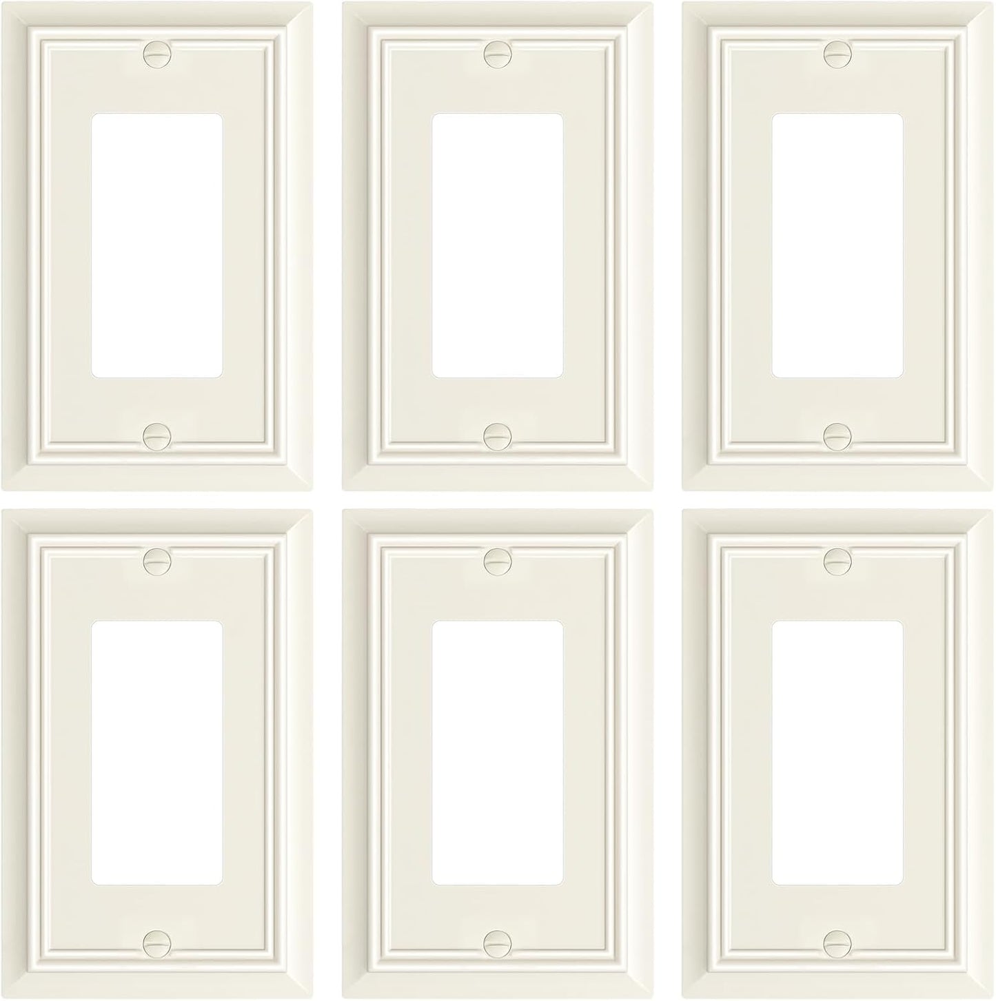 6-Pack Decorator Wall Plate Cover, Light Almond Decorative Switch Plates and Outlet Covers, Durable Natural Bamboo Fiber Wall Plates for Electrical Outlets, Receptacle, GFCI Outlet, Dimmer Switch