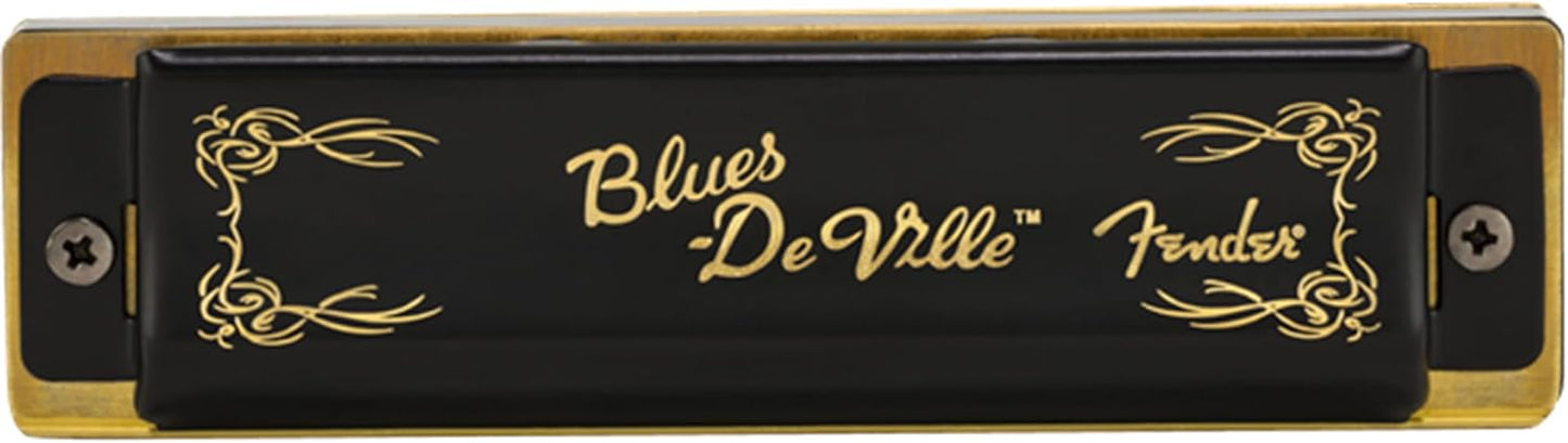 Fender Blues DeVille Harmonica - Key of D Bundle with Carrying Case, Austin Bazaar Online Manual, and Polishing Cloth