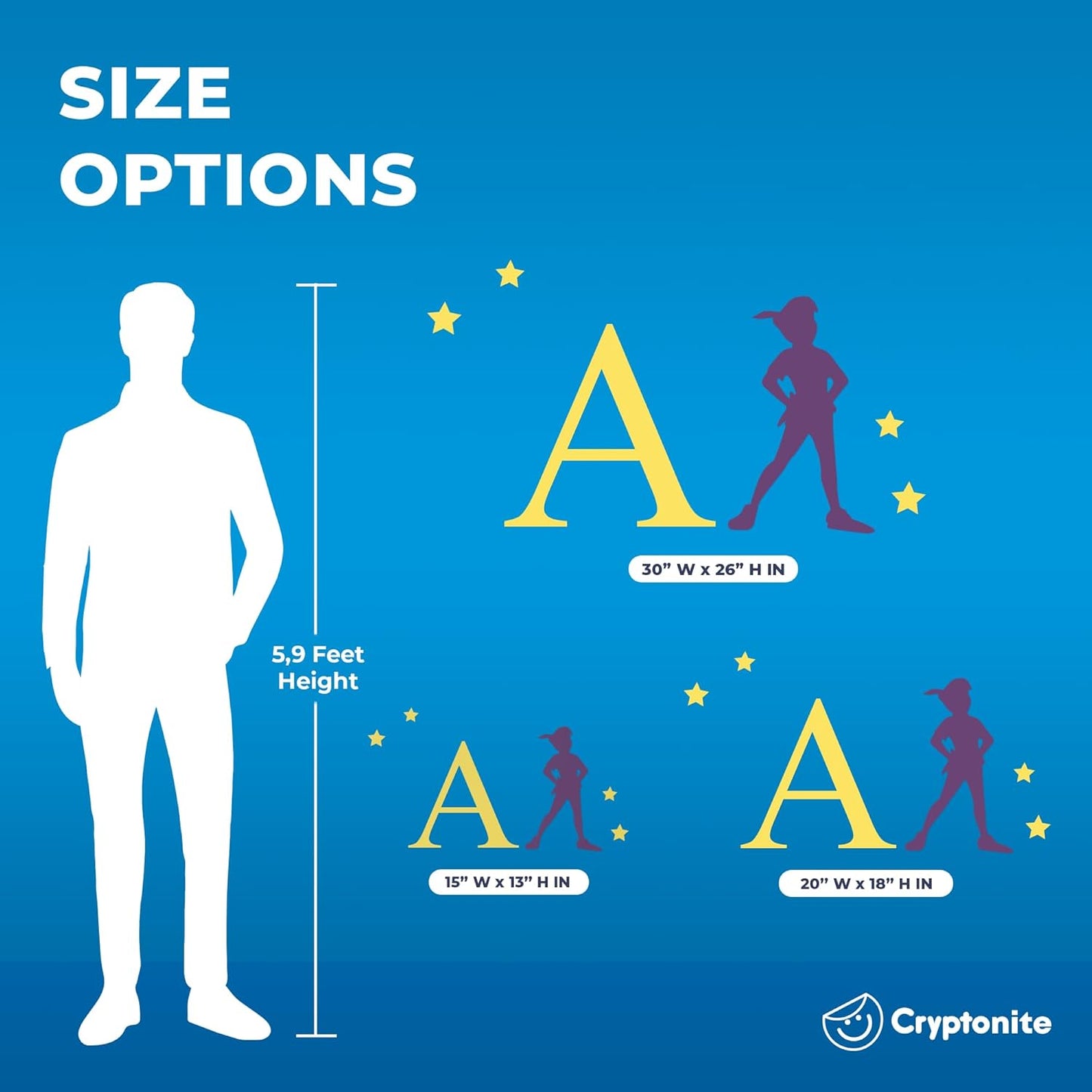 CRYPTONITE Personalized Name & Initial Tinkerbell Vinyl Wall Decals - Baby Girl Bedroom Decor - Fairy & Princess Wall Decals (B. Peter Pan)