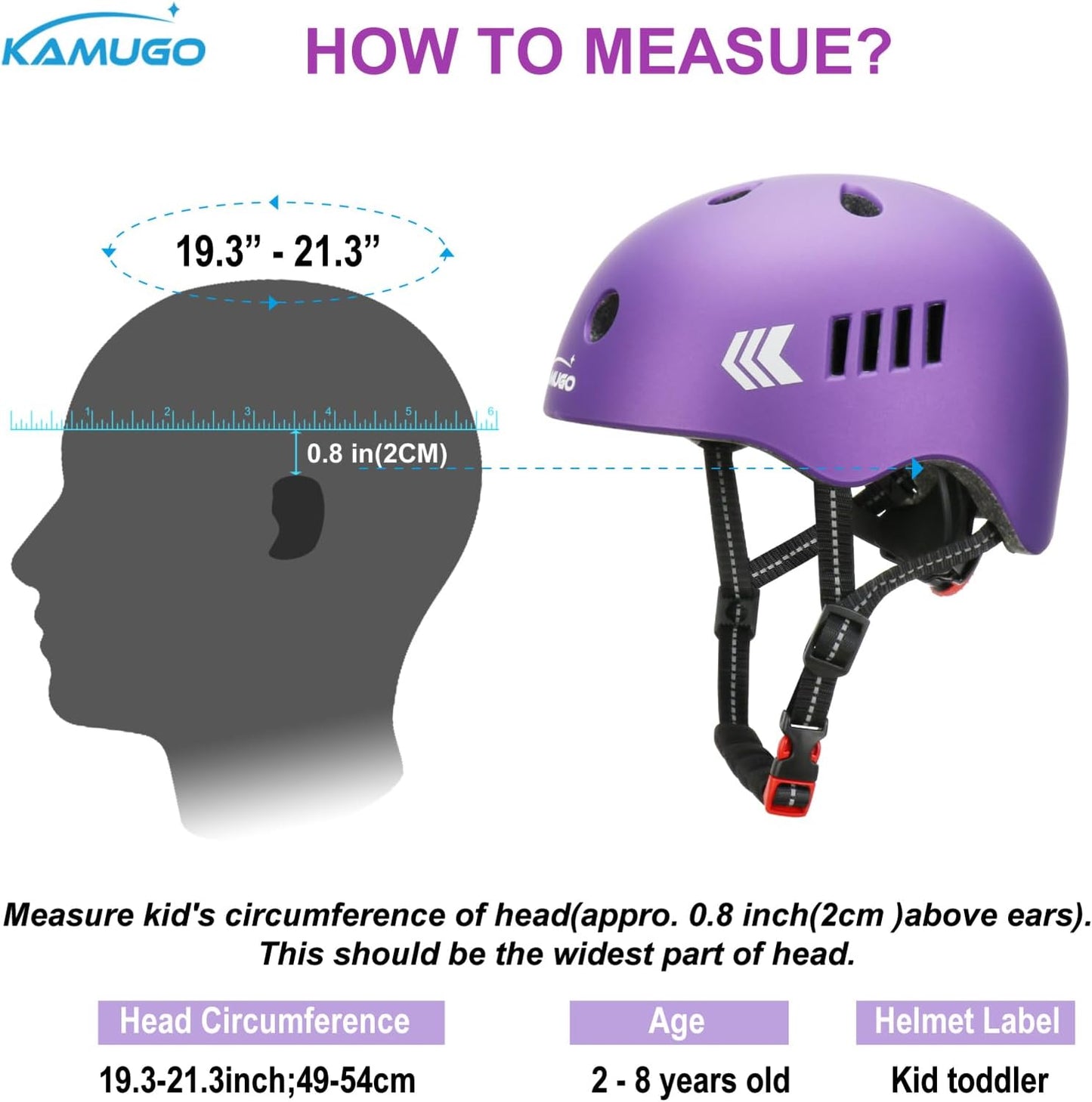 KAMUGO Kids Bike Helmet Set, Toddler Helmet for Ages 2-8 Boys Girls with Sports Protective Gear Set Knee Elbow Wrist Pads for Skateboard Cycling Scooter Rollerblading
