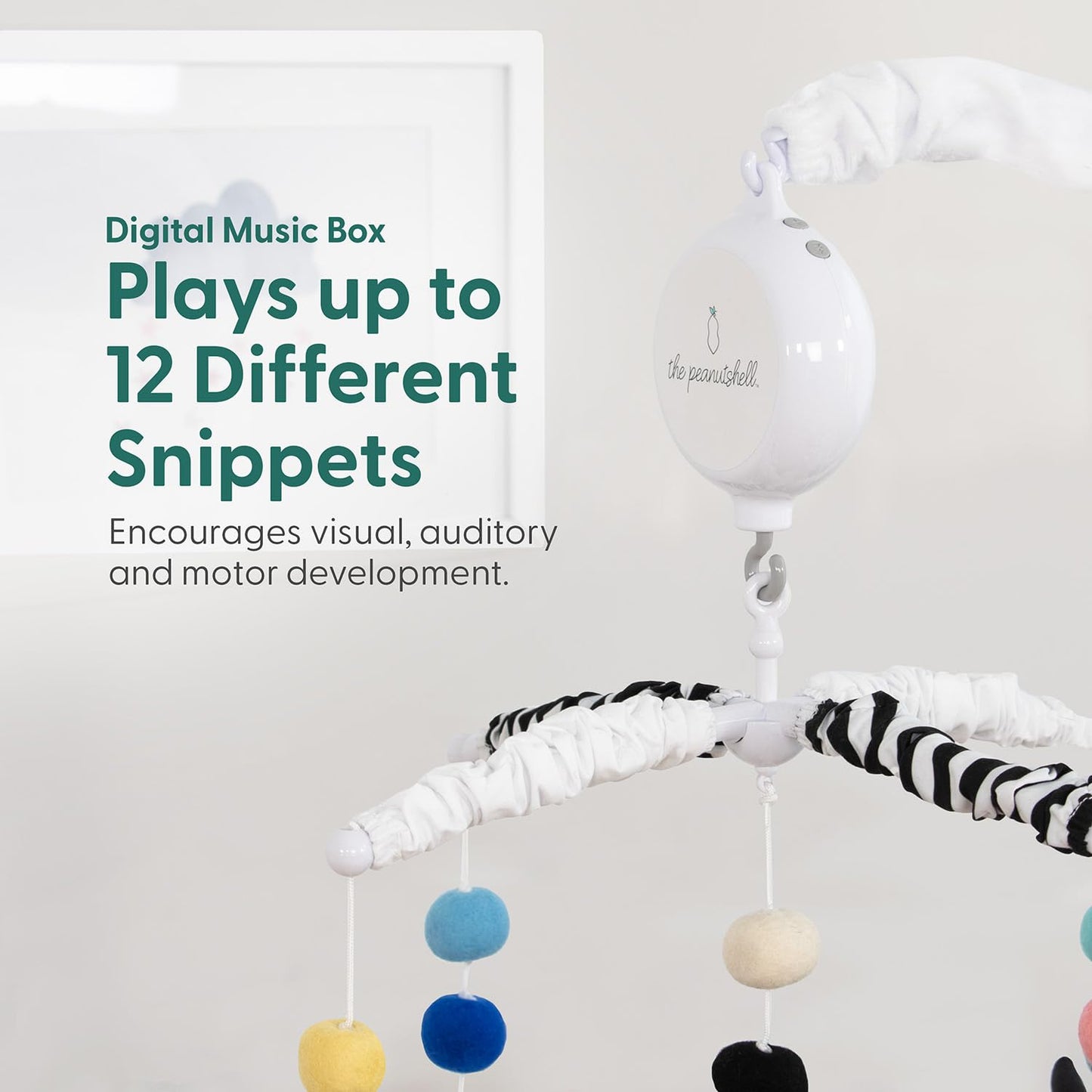 The Peanutshell Baby Crib Mobile for Boys & Girls, Musical, Montessori Nursery Mobiles, Black and White Crib Decor, High Contrast Mobile, Crib Toys Hanging, Crib Accessories Boy