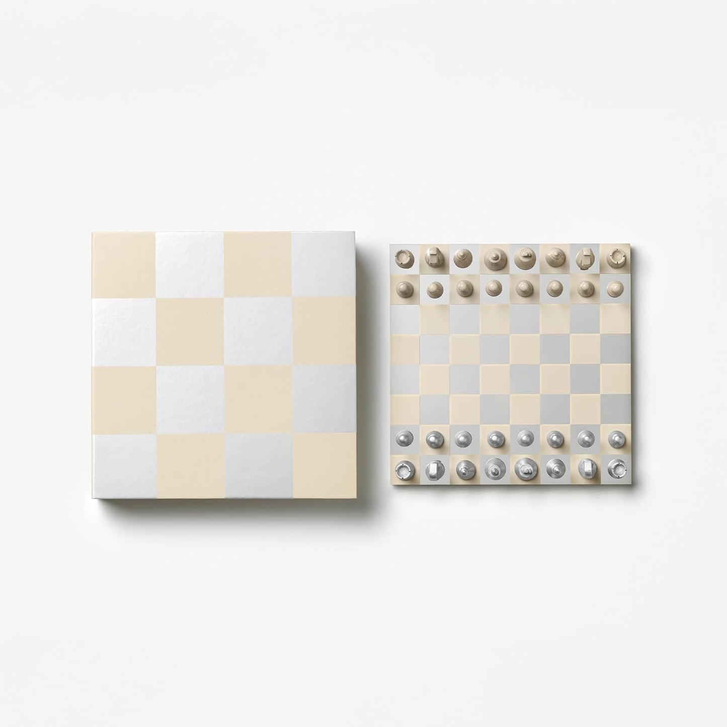 Classic – Art of Chess, Mirror – Beige & Silver Wooden Chess Set with Mirrored Acrylic Board – Stylish Coffee Table Game for Adults & Kids Ages 5+ – Multilingual Instructions Included