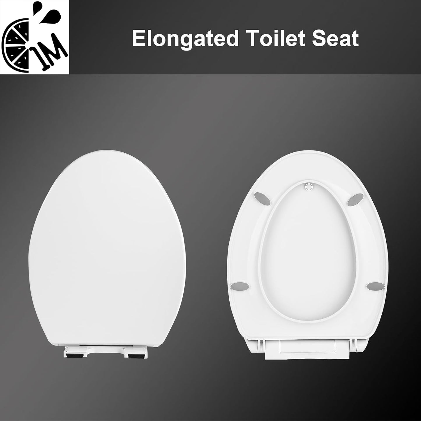 1M Soft Close Toilet Seat Elongated, Patented Quick Releasing for Easy Cleaning, Anti-Wiggling Design, Easy Installation (2PCS Pack)